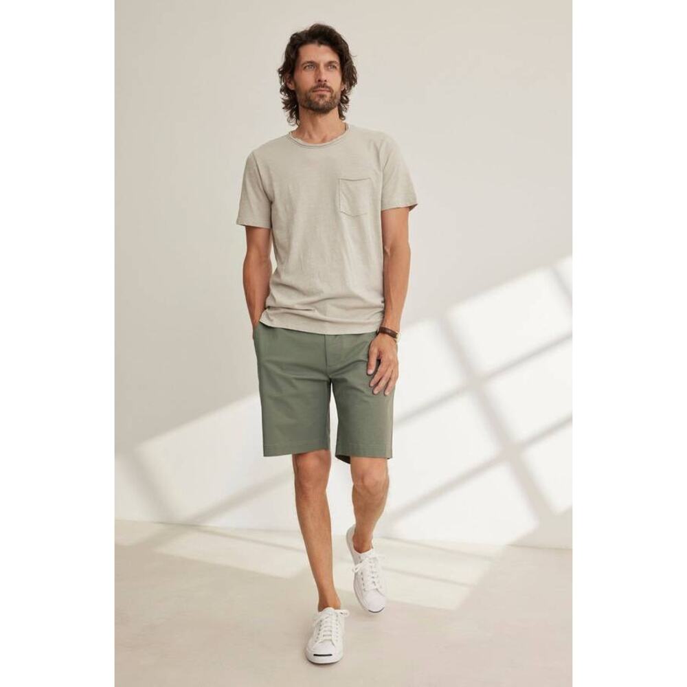 Velvet by Graham & Spencer Mens Raf Woven Chino Short Olive 32 Minimalist Preppy